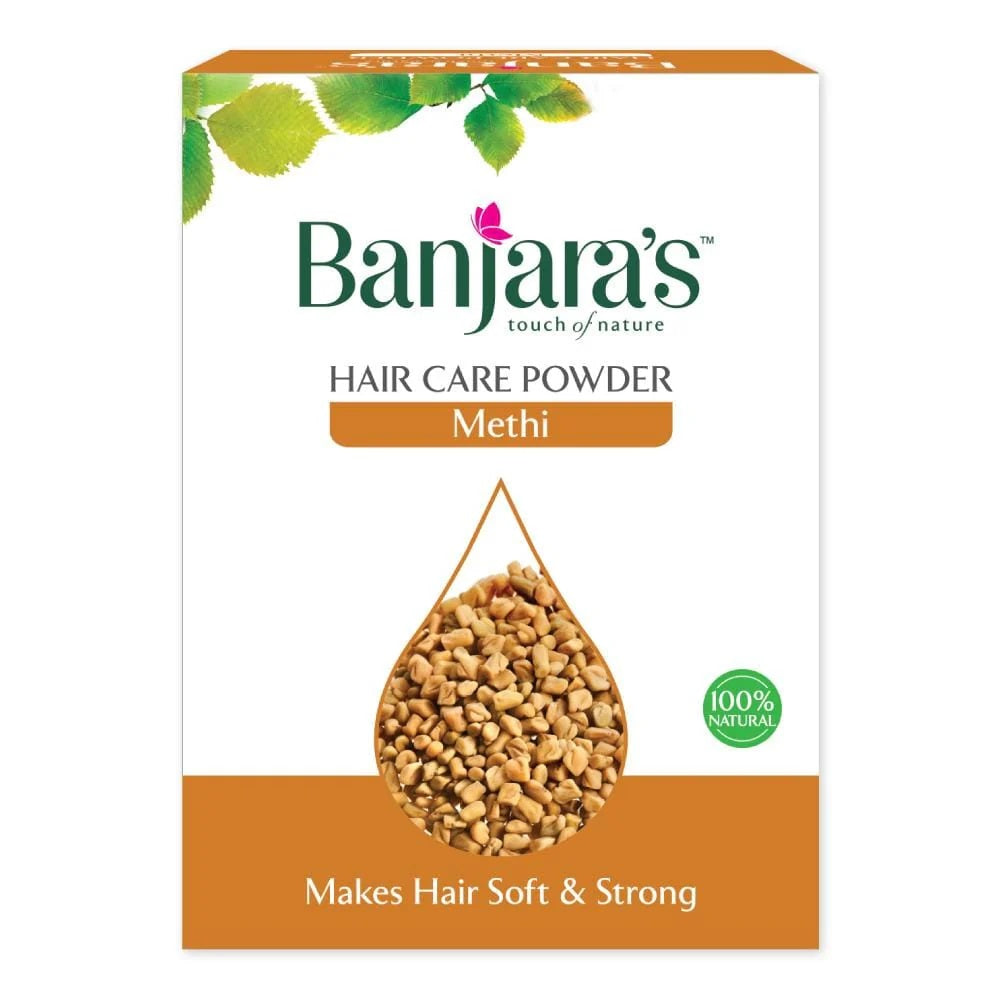Banjara's Methi Hair Care Powder - Makes Hair Soft & Strong - Reduces the Occurrence of Dandruff- Soothes And Moisturizes the Scalp & Stimulates Hair Growth - 100g