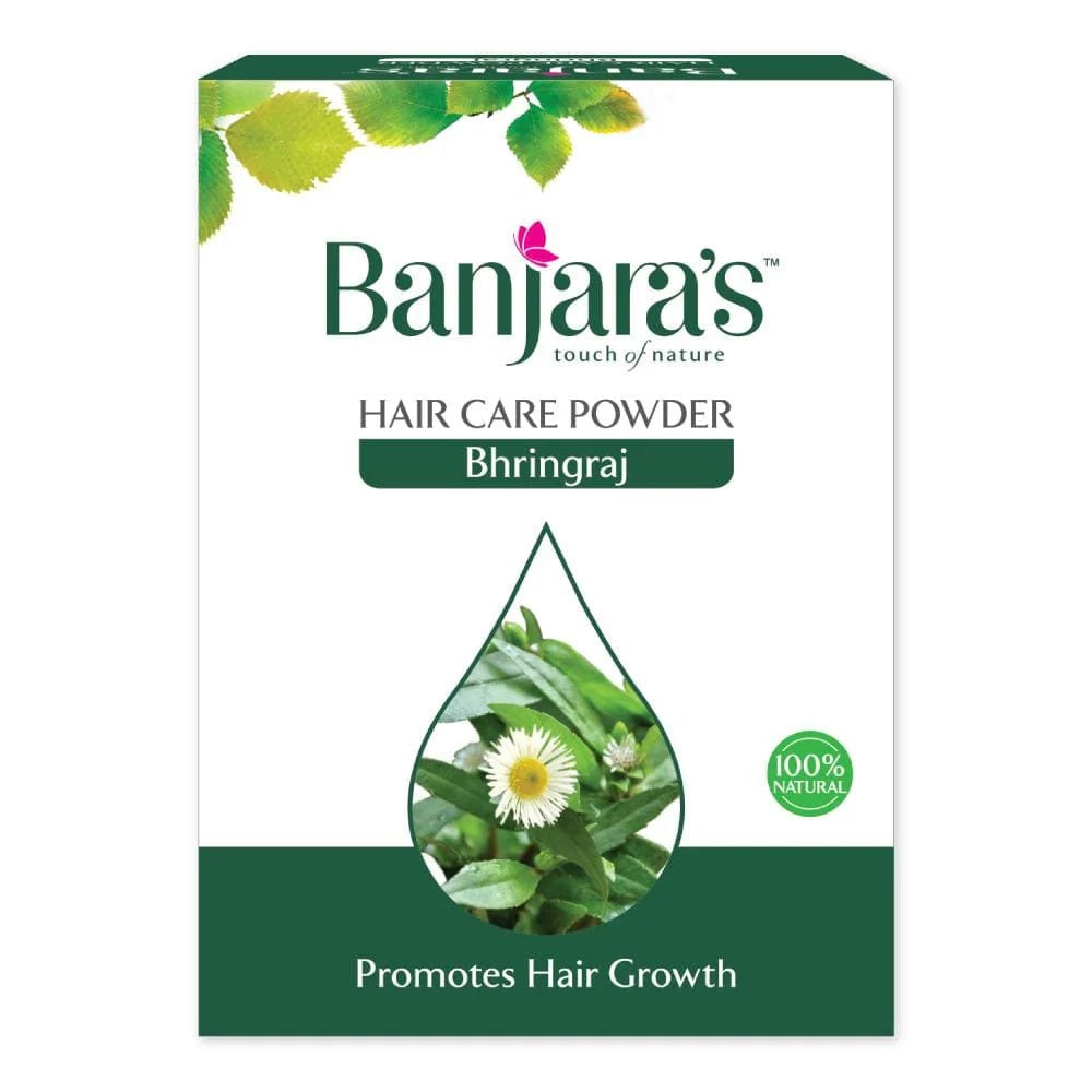 Banjara's- Bhringraj Hair Care Powder - Promotes Hair Growth - to maintain a healthy scalp enviornment- Reduces the Occurrence of Dandruff, & Stimulates Hair Growth - 100g