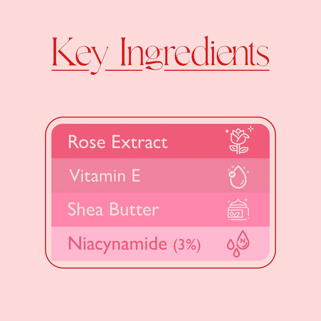 Banjara's Moisturizing Cream Rose - Nourishing and Refreshing - Non Greasy, Paraben Free, Petrolatum Free - Anti Ageing Cream 50g