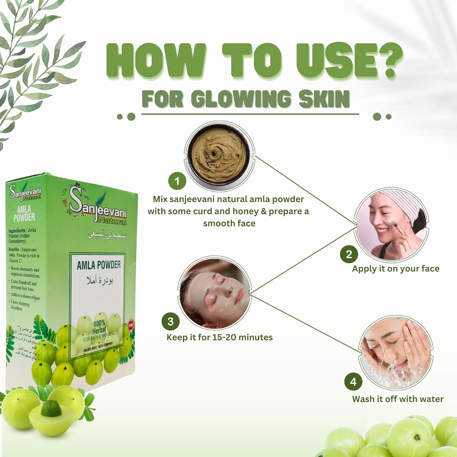 Sanjeevani Natural  Amla Powder  - Promotes Hair Growth Glowing Skin - Boosts Immunity - Promotes Hair Growth Glowing Skin - 100 g
