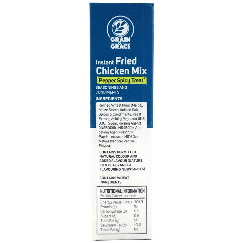 Grain N Grace Instant Fried Chicken Mix - Pepper Spicy Treat   - No added MSG & Synthetic Colours  - Egg Free Preparation  - 200g