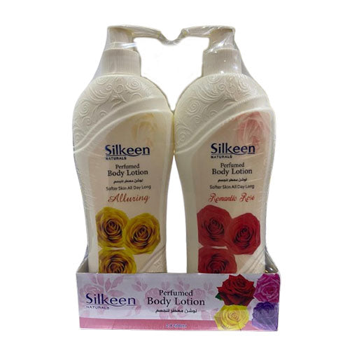 Silkeen Naturals Perfumed Body Lotion Alluring & Romantic Rose  - Dual-Pack Convenience - Long-Lasting Fragrance - Softer Skin All Day Long- 500 ml x 2 - Twin Pack