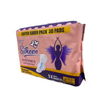 Silkeen Maxi Thick Feminine Sanitary Pad  - Extra Absorbency - 5X Faster Absorption - Thick, Cushioned Comfort - Super Saver Pack - 312mm XL with Wings - 30 Pads