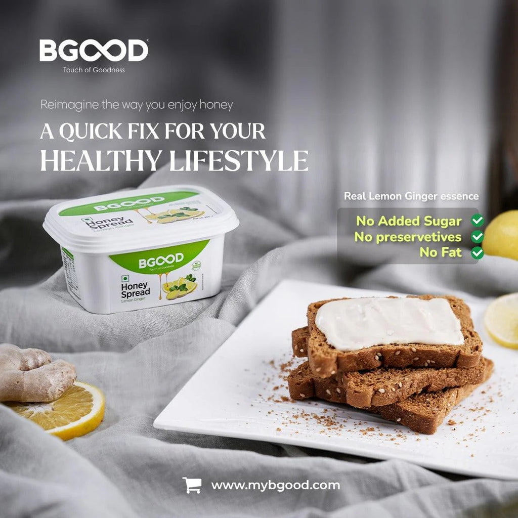 BGood Lemon Ginger Honey Spread - No Sugar Added,  No Preservatives, No Fat - All Natural Ingredients - Supports Body Immunity - Fights Cold & Flu - Aids in Digestion - 250 grams