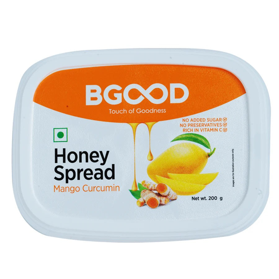 BGood Mango Curcumin Honey Spread - No Added Sugar, No Preservatives, No Fat - All Natural Ingredients -  Has Antioxidant Properties - Good for Skin - Supports Immune System - 250 grams