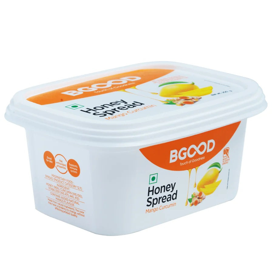 BGood Mango Curcumin Honey Spread - No Added Sugar, No Preservatives, No Fat - All Natural Ingredients -  Has Antioxidant Properties - Good for Skin - Supports Immune System - 250 grams