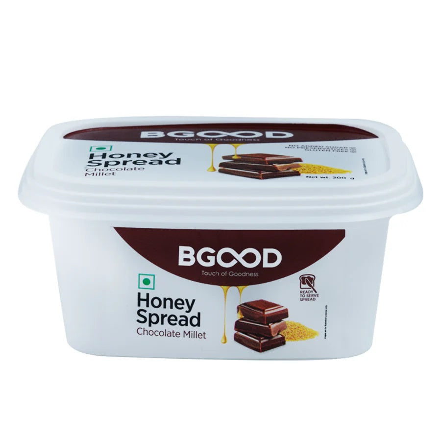 BGood Chocolate Millet Honey Spread - No Added Sugar, No Preservatives, Gluten Free - All Natural Ingredients - Promote Digestive Health - Good for Heart - Aids Brain Function - 250 grams