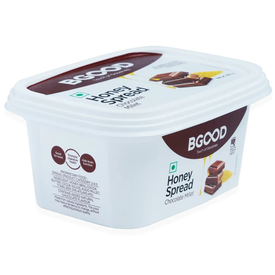 BGood Chocolate Millet Honey Spread - No Added Sugar, No Preservatives, Gluten Free - All Natural Ingredients - Promote Digestive Health - Good for Heart - Aids Brain Function - 250 grams