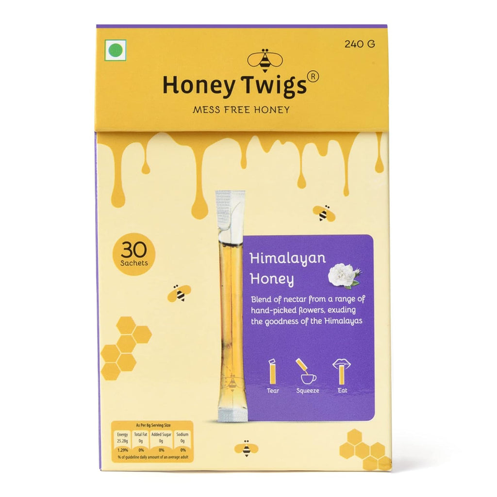 Honey Twigs Himalayan Pure Honey - Best Ingredients, High Quality & No Added Sugar - 30 x 8 g