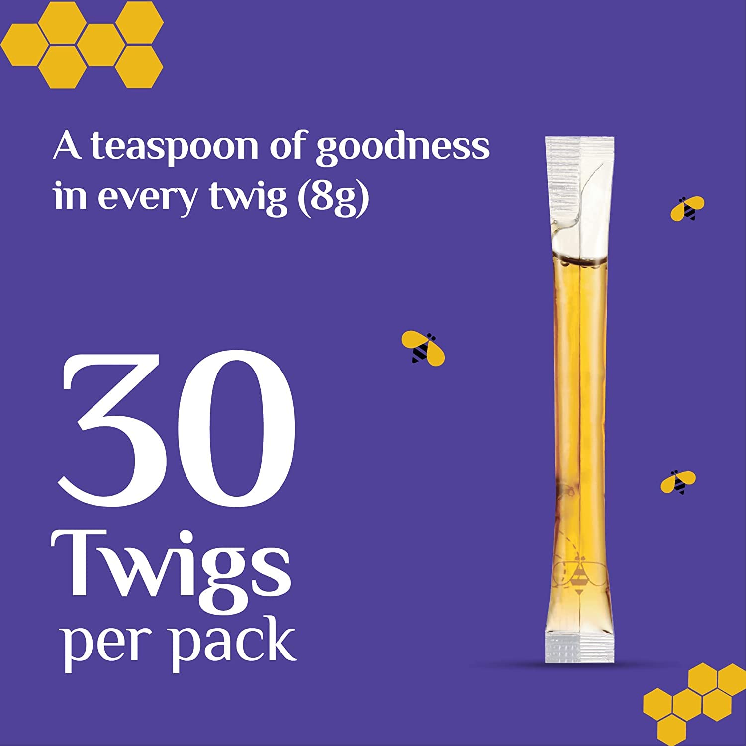 Honey Twigs Himalayan Pure Honey - Best Ingredients, High Quality & No Added Sugar - 30 x 8 g