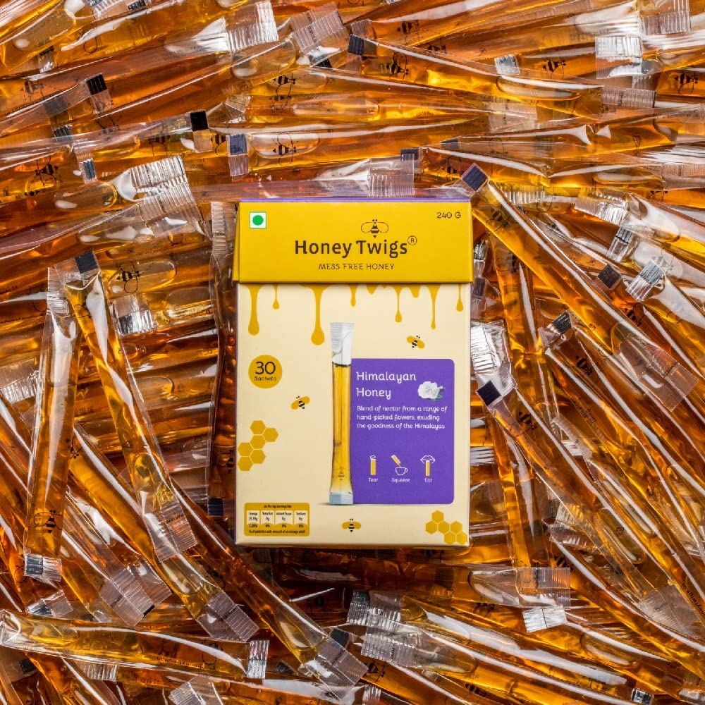 Honey Twigs Himalayan Pure Honey - Best Ingredients, High Quality & No Added Sugar - 30 x 8 g