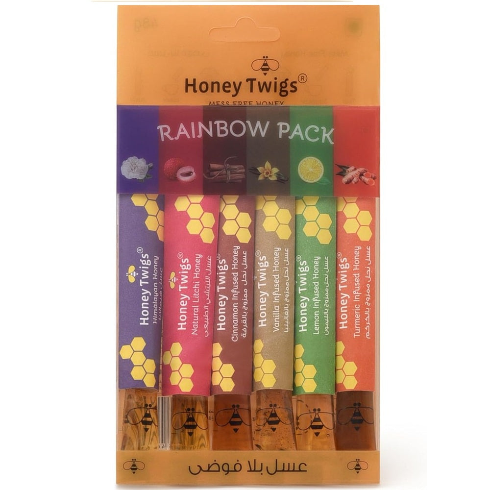 Honey Twigs Rainbow Pack - Variety Pack, Convenient Packaging, Natural Ingredients & High Quality - 6 x 8 g