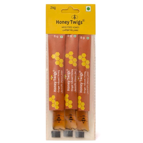 Honey Twigs  Ginger Infused Honey - Best Ingredients, High Quality & No Added Sugar - 3 x 8 g