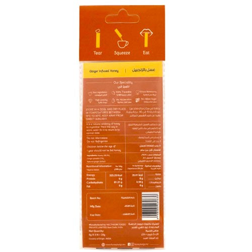 Honey Twigs  Ginger Infused Honey - Best Ingredients, High Quality & No Added Sugar - 3 x 8 g
