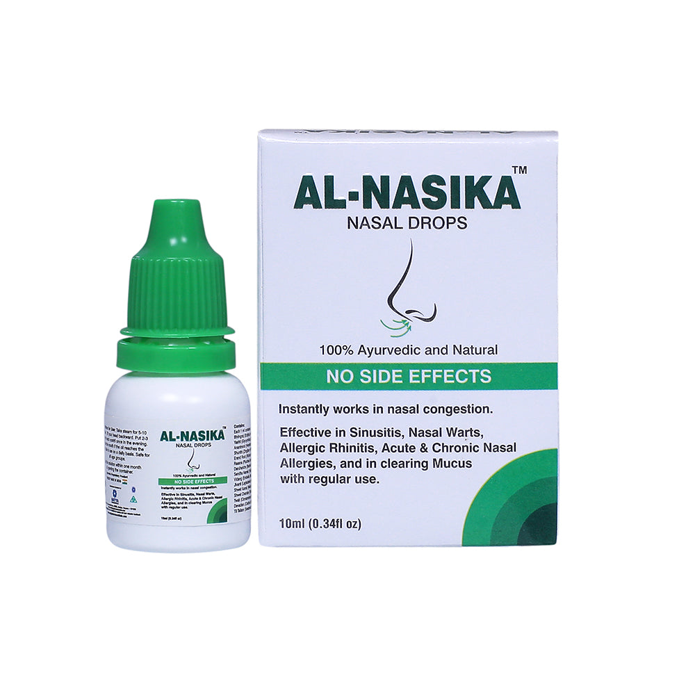 Al-Nasika Nasal Drops  - 100% Ayurvedic & Natural  - Instantly Works in Nasal Congestion - Effective in Treatment of Sinusitis, Nasal Warts, Allergic Rhinitis, etc. - 10 ml