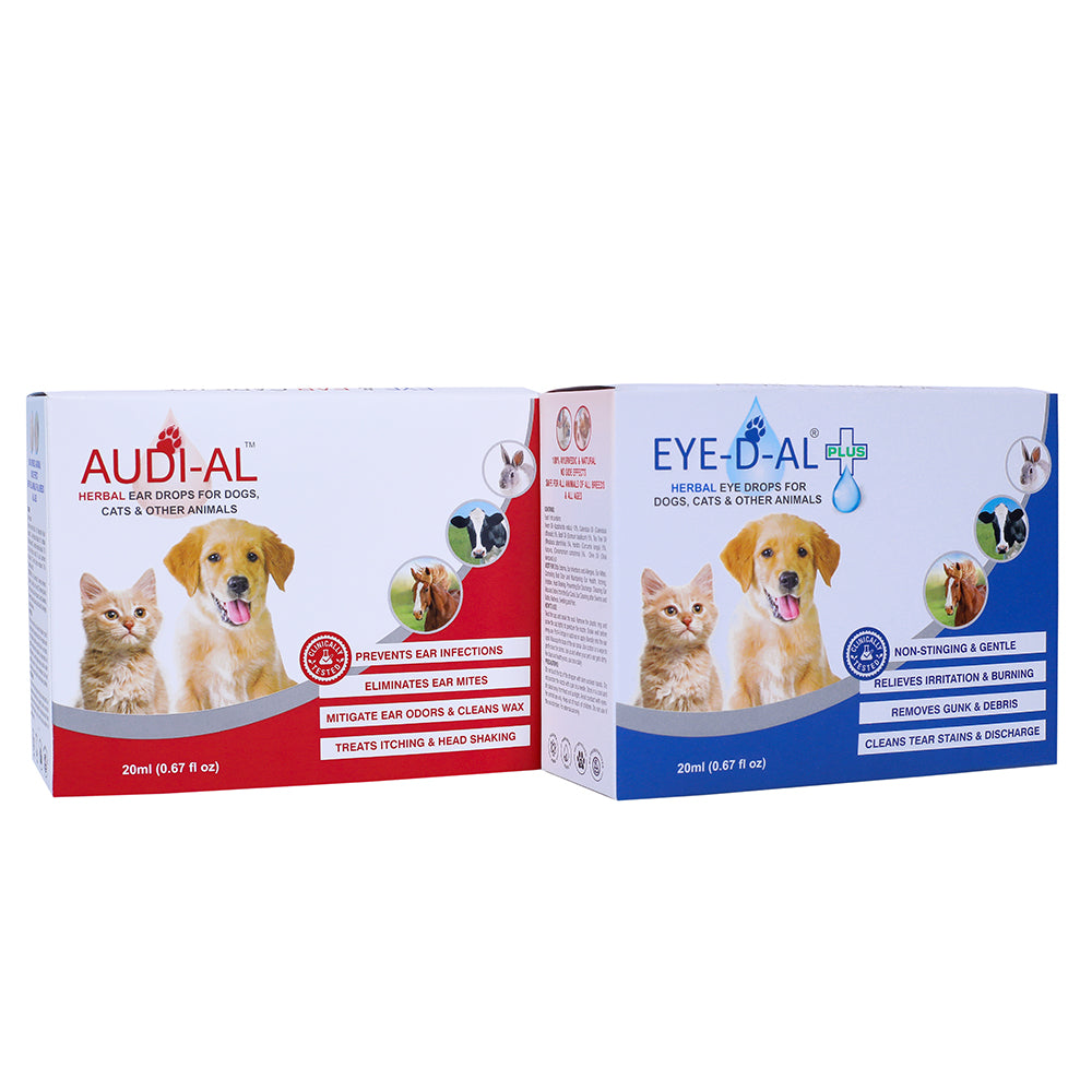 Eye-D-Al Plus and Audi Al 2x20 ml - 100% Ayurvedi and Natural - No Side Effects - Safe for All Animals of All Breeds and All Ages