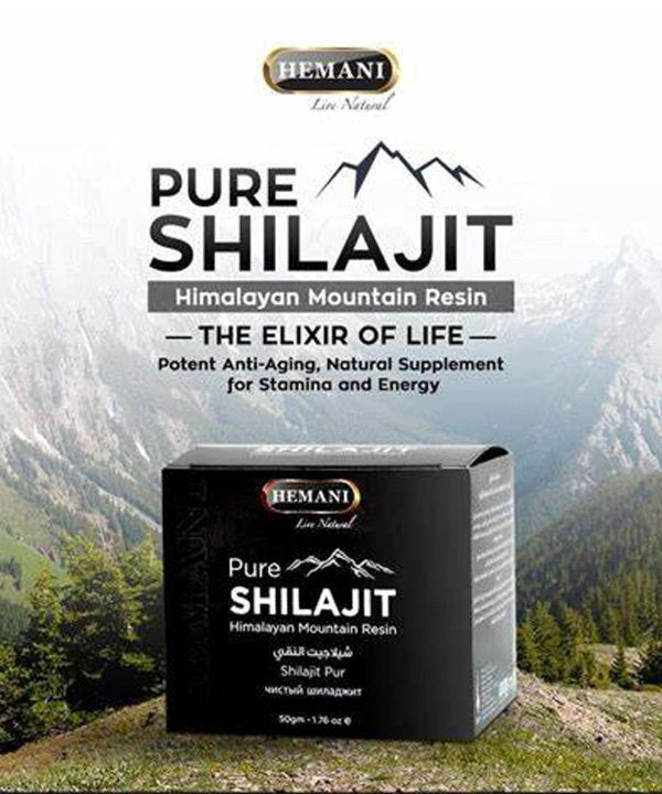 Hemani Pure Shilajit Himalayan Resin - Natural Supplements for Stamina and Energy - Antioxidant and Vitamin Supplement - Found Primarily in The Rocks of the Himalayas - 50 gm