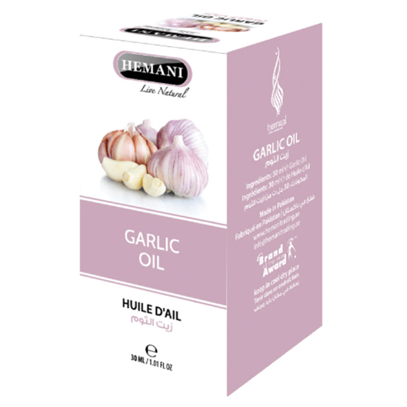 Hemani Herbal Oil 30ml Garlic Help in Reducing Cholesterol And Triglycerides Supports A Healthy Heart Aids in Relieving Ear Infections Natural Mosquito Repellant