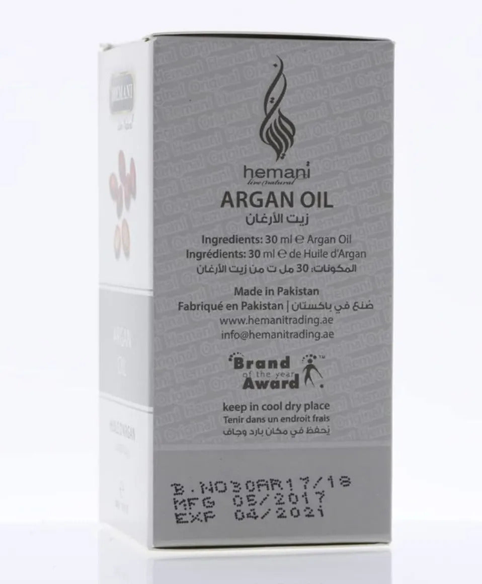 Hemani Herbal Oil 30ml - Argan Rich In Vitamin E And Fatty Acids Contains Incredible Skin Protection Properties Improves Immunity Anti-inflammatory Disinfectant