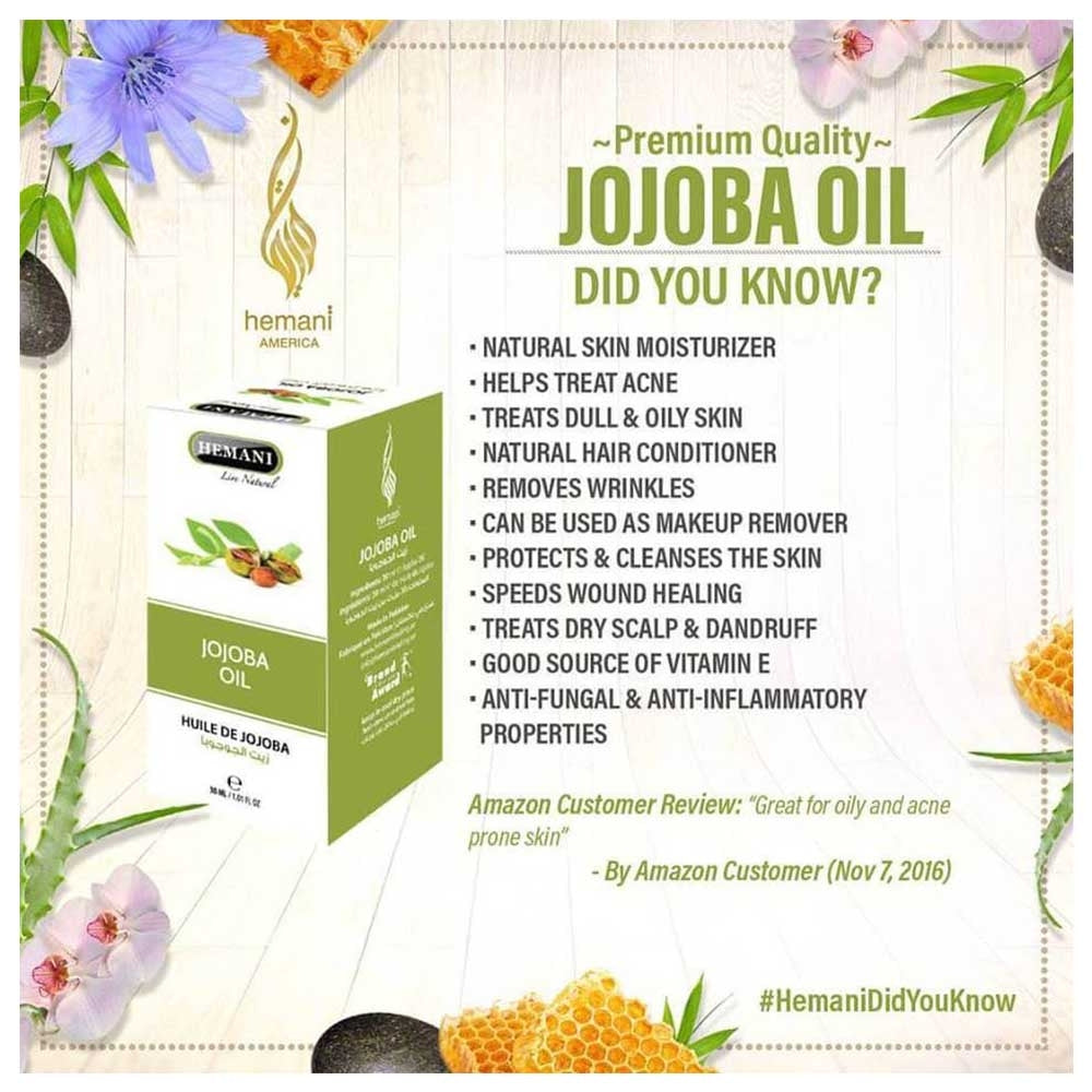 Hemani Herbal Oil 30ml Jojoba Protect Against Bacterial And Fungal Growth On Skin Preventing The Skin From Becoming Oily Removing Acne