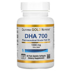 California Gold Nutrition DHA 700 Pharmaceutical Grade Fish Oil 1000 mg, 70% DHA  - Dietary Supplement  - Free From Gluten, GMO's & Soy - 30 Fish Gelatin Softgels