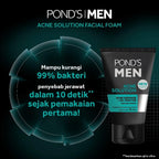 Pond's Men Acne Solution Facial Foam - Acne Defense & Oil Fighter - Reduces Bacteria that cause Acne - Able to Overcome Acne Starting in 3 Days - 100 g