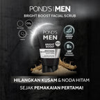 Pond's Men Bright Boost Facial Scrub  - Brightening & Dark Spots Cleanser - Instantly Brightens Skin - Gentle Exfoliation - For All Skin Types - 100 g