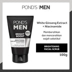 Pond's Men Bright Boost Facial Scrub  - Brightening & Dark Spots Cleanser - Instantly Brightens Skin - Gentle Exfoliation - For All Skin Types - 100 g