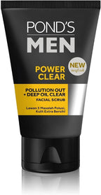 Pond's Men Power Clear Facial Scrub - Pollution Out & Deep Oil Clear  - Deep Cleansing Facial Scrub - Removes Excessive Oils and Blackheads - 100 g