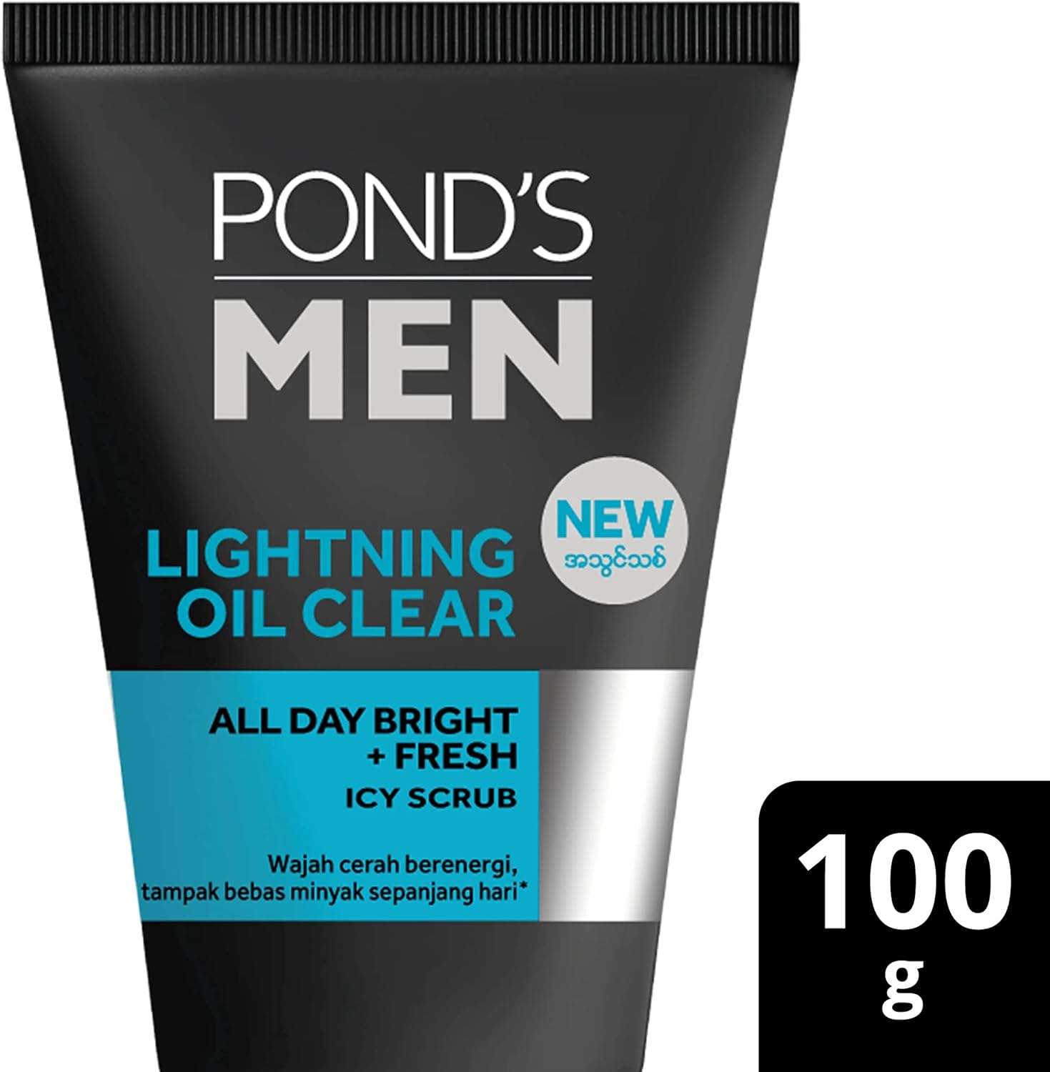 Pond's Men Lightning Oil Clear Icy Scrub  - All Day Bright & Fresh - Fresh Icy Scrub Wash - 100 g