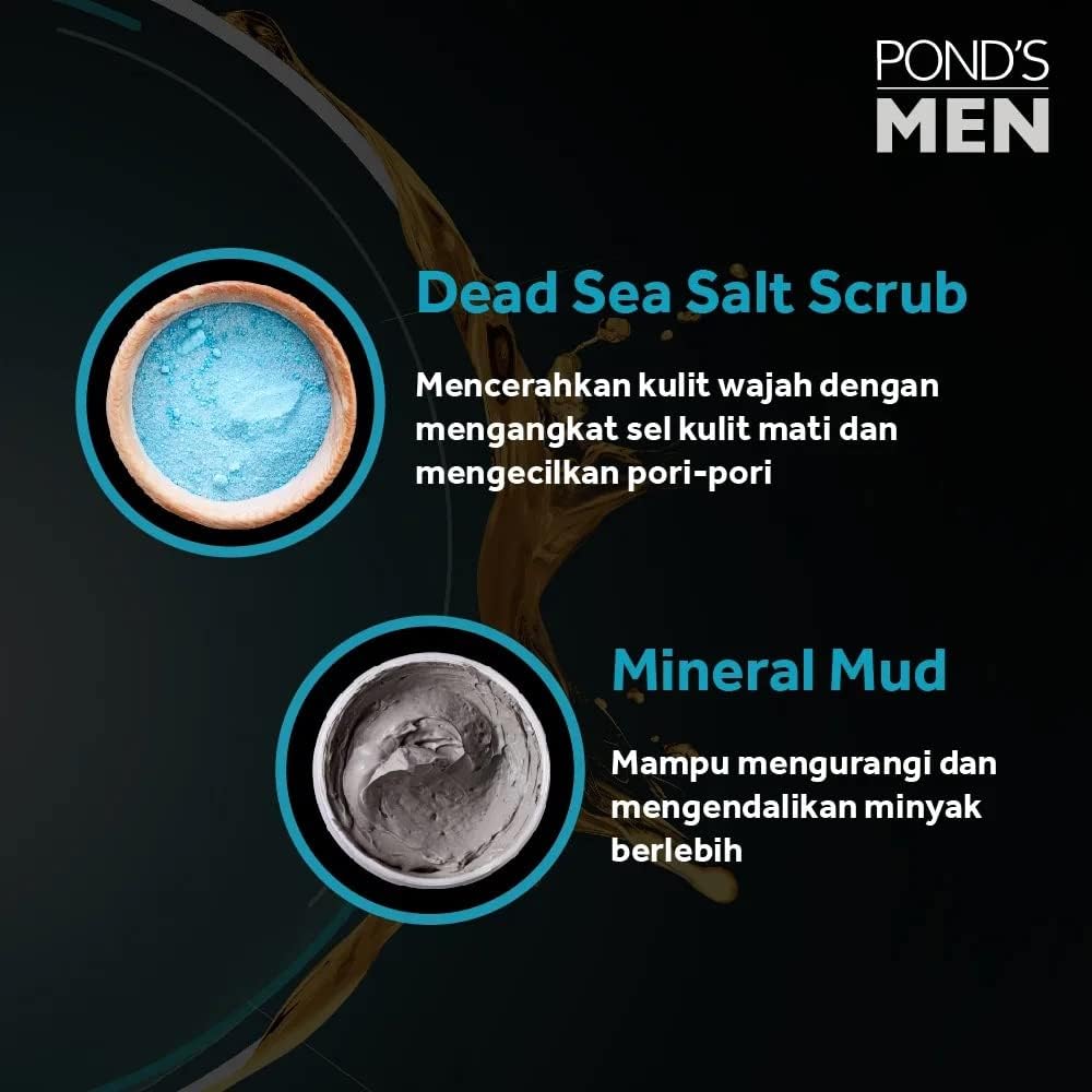 Pond's Men Lightning Oil Clear Icy Scrub  - All Day Bright & Fresh - Fresh Icy Scrub Wash - 100 g