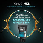 Pond's Men Lightning Oil Clear Icy Scrub  - All Day Bright & Fresh - Fresh Icy Scrub Wash - 100 g