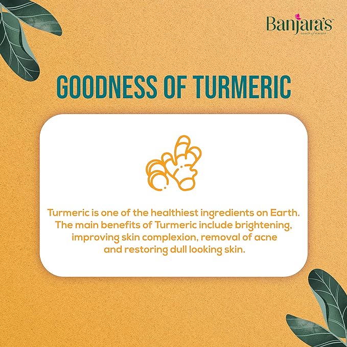 Banjaras  Pam Kasturi Turmeric Skin Powder  - Rid Dark Cricles and Dead Skin Cell - Brighten The Skin - Flawless & Marks Free Skin- 100g