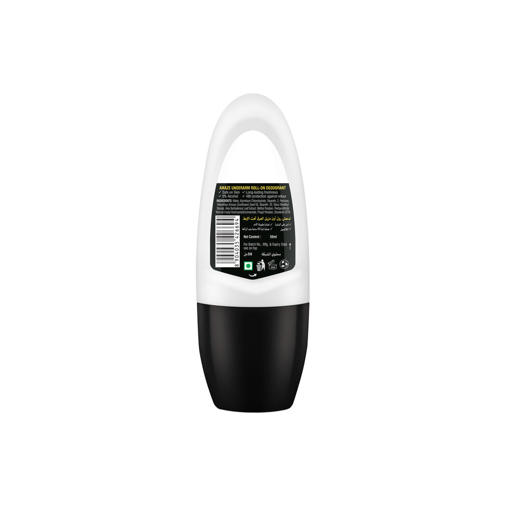 Karis Premium Underarm Roll-On Deodorant - All Day Fresh Amaze 3 in 1 Action - Alcohol Free and Provides 48 Hours of Odour Protection - 50 ml