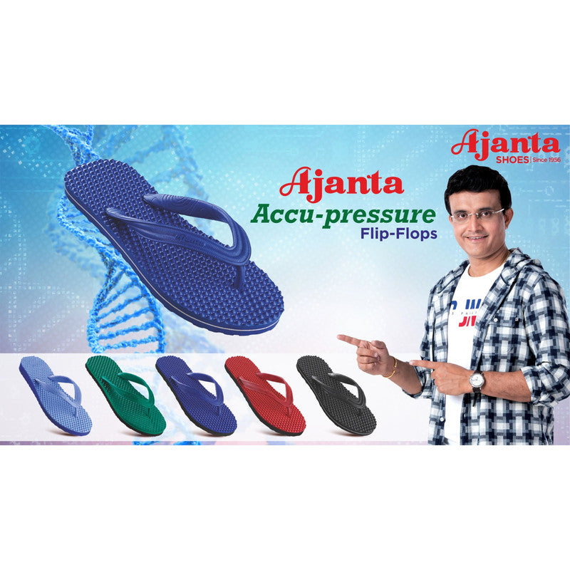 Ajanta Hawai - EVA (Ethylene Vinyl Acetate) Rubber Slippers - Acupressure - Specially Designed To Increase Blood Flow Into Your Body - For Men & Women- Size (6 - US Men's) - Blue