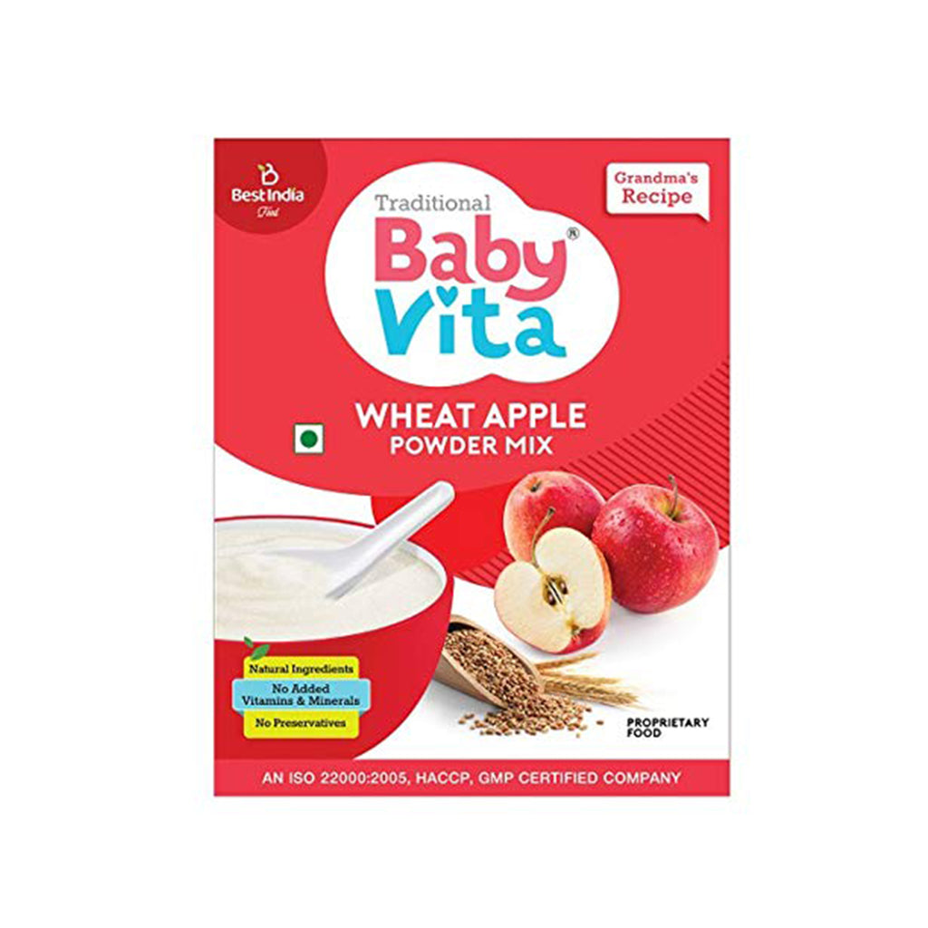 BabyVita Wheat Apple Powder Mix- contribute to the overall health and growth of infants and young children. - Natural Ingridients - 300 Grams