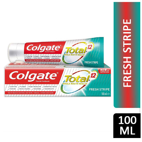 Colgate Flouride Total Toothpaste -12 Hour Antibacterial Protection - Fresh Stripe  - 100 ml