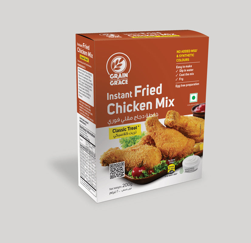 Grain N Grace Instant Fried Chicken Mix - Classic Treat - No added MSG & Synthetic Colours - Make Chicken with Crispy and Flaky Coating - 200g