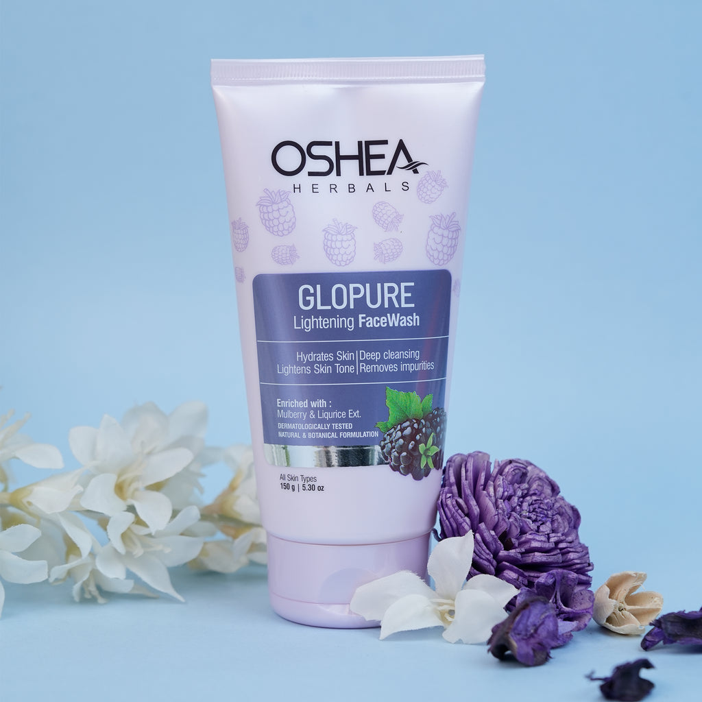 Oshea Herbals Glopure Lightening Facewash - Hydrates Skin & Deep Cleansing - Lightens Skin Tone - Removes Impurities - Enriched with Mulberry & Licorice Extract - 150 grams
