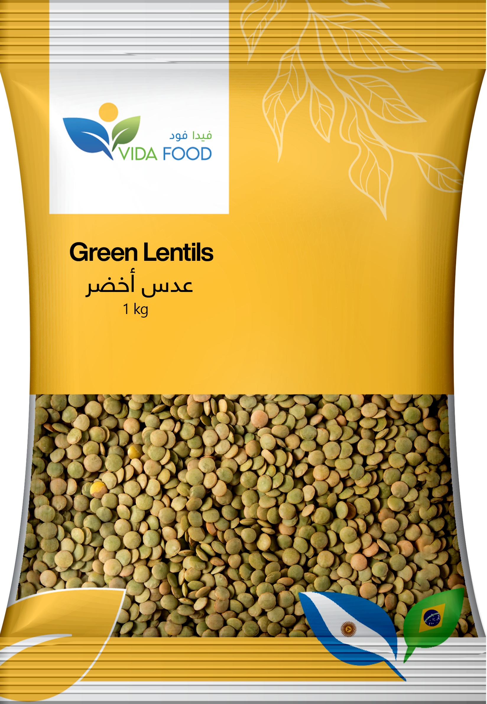 Vida Food Green Whole Lentils - Free from GMO and Natural - Rich with Protein, Fiber, Vitamins & Minerals - 1 kg