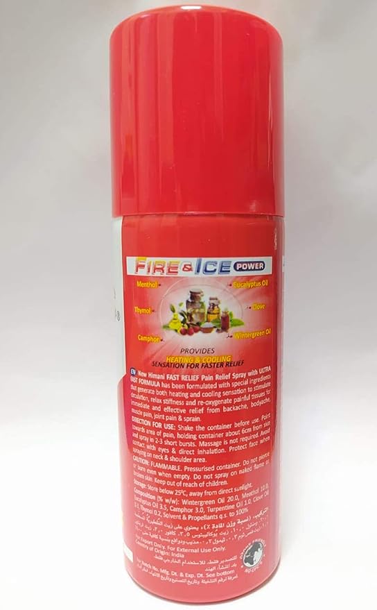 Himani Fast Relief Spray Fire & Ice Power - Ultra Fast Formula - Recommended For First Aid - Fast & Effective Pain Relief - Offering Quick Comfort - 150 ml