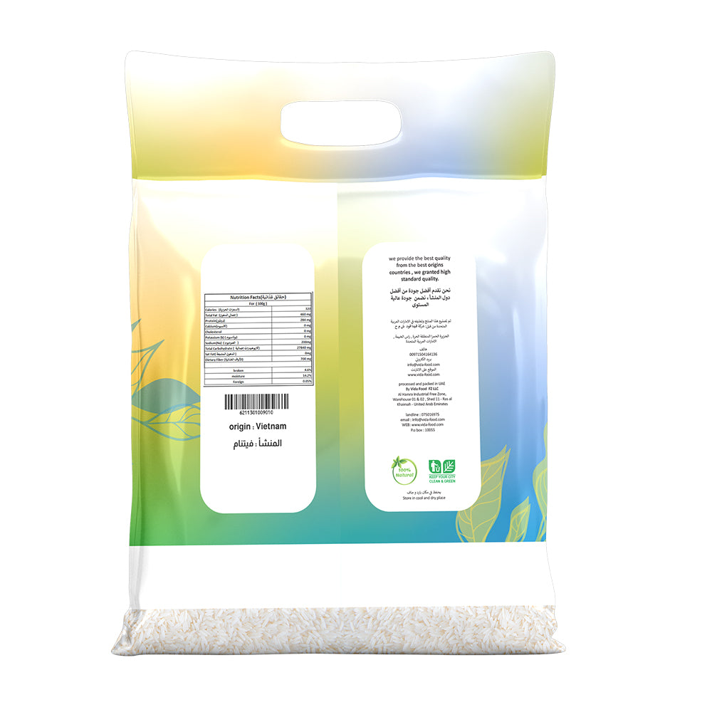 Vida Food Jasmine Rice  - Long Grain with Floral Aroma - Commonly Use in Thai and Vietnamese Dishes - 5kg