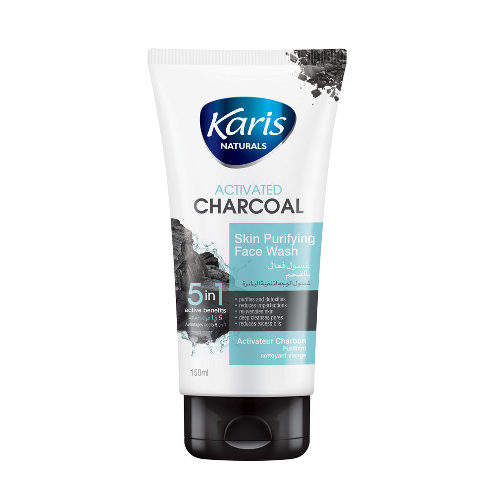 Karis Naturals Skin Purifying Face Wash - Activated Charcoal with 5 in 1 Benefits - Purifies & Detoxifies, Reduces Imperfections, Rejuvinates Skin, Deep Cleanses Pores & Reduces Excess Oil - 150 ml