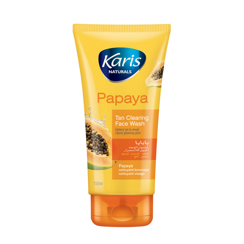 Karis Naturals Papaya Tan Clearing Face Wash - Lightens Tan to Reveal Natural Gleaming Glow - 150 ml