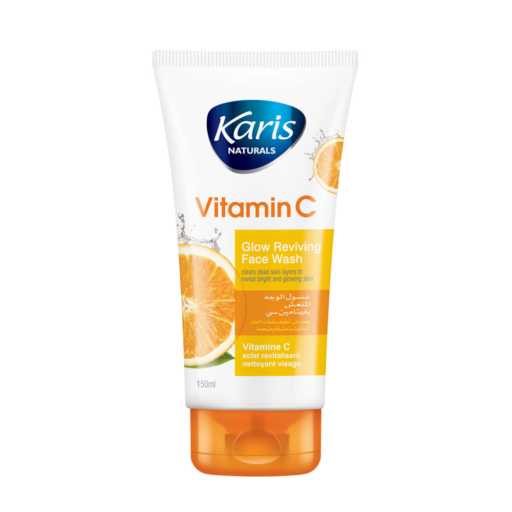 Karis Naturals Vitamin C Glow Reviving Face Wash - Clear Dead Skin Layers to Reveal Bright & Glowing Skin - Enriched with Super Antioxidants - 150 ml