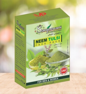 Sanjeevani 100% Natural Neem Tulsi Face Pack - For Men and Women    - (4 packs of 25 gms each)