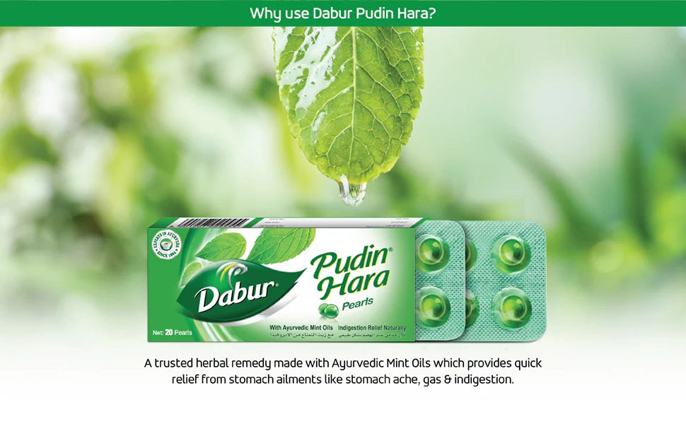 Dabur Pudin Hara Capsules - 100% Ayurvedic and Safe for Stomach - Provides Relief Aganist Indigestion, Gas and Acidity - Daily Digestive Supplement - 20 Pearls