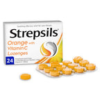 Strepsils Orange With Vitamin C | Soothing Effective Relief From Sore Throat | Dual Anti-Bacterial Action | - 24 Lozenges