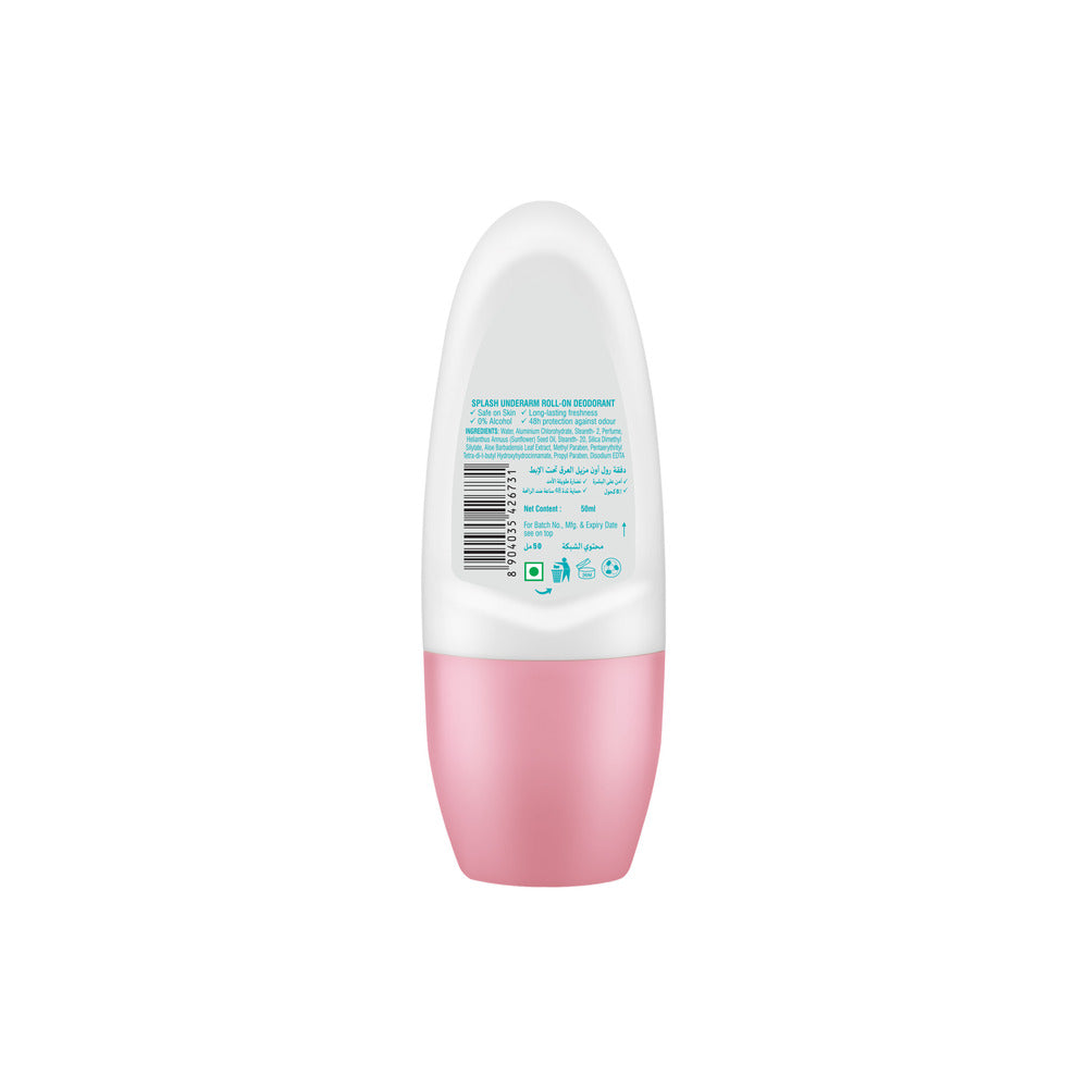 Karis Premium Underarm Roll-On Deodorant - Splash All Day Fresh 3 in 1 Action - Alcohol Free and Provides 48 Hours of Odour Protection - 50 ml