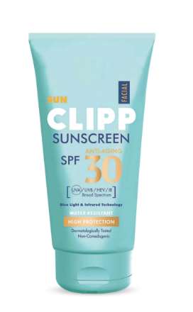 Clipp Facial Sunscreen SPF 30 Anti-Aging  Blue Light & Infrared Technology High Protection Water Resistant Anti Ageing 50ml